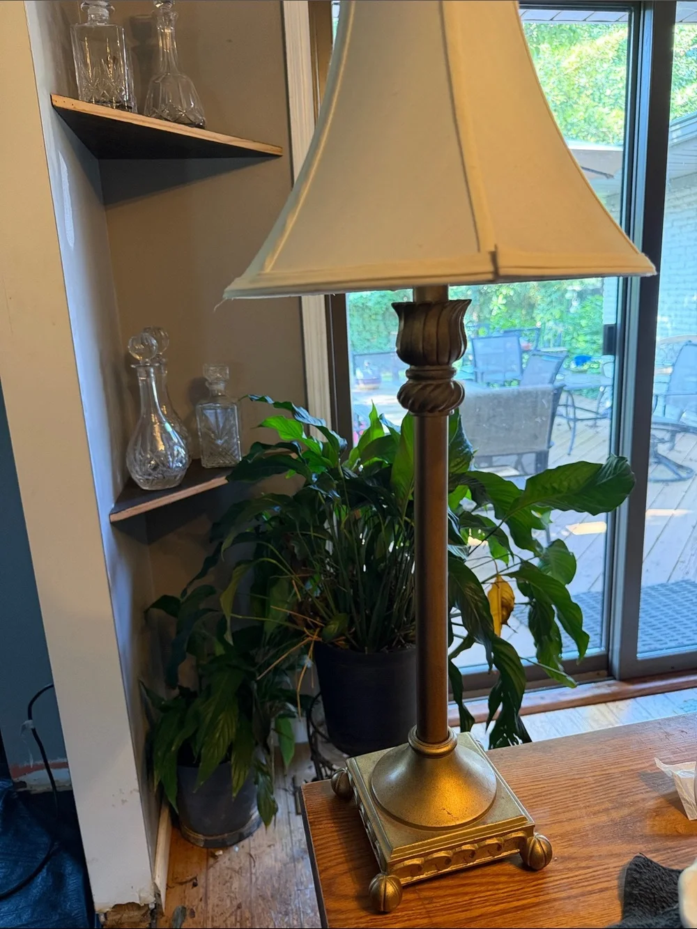 Gold Table Lamp with Cream Shade - Classic Home Accent